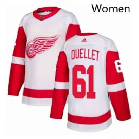 Womens Adidas Detroit Red Wings 61 Xavier Ouellet Authentic White Away NHL Jersey